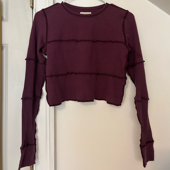 Urban Outfitters Purple Waffle Knit Cropped Long Sleeve - Picture 1 of 4